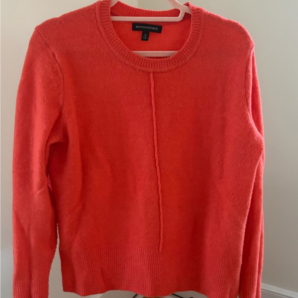 Banana Republic Women's Vibrant Coral Crew Neck Sweater